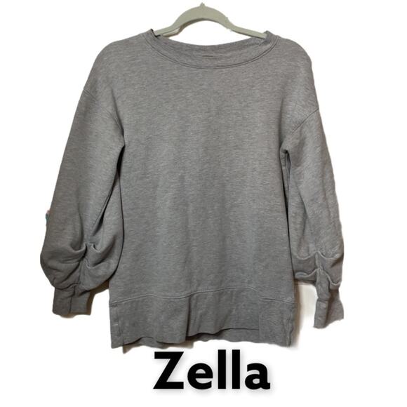 Zella gray sweatshirt ruched sleeves small - Picture 1 of 7